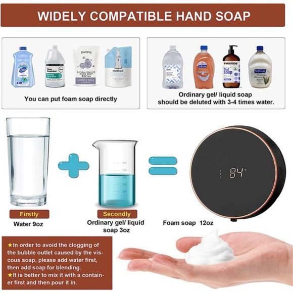 Automatic Soap Dispenser Foaming Hand Free Wall Mount Foam Rechargeable - Picture 6 of 6